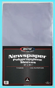 10 BCW 12X16 NEWSPAPER 2 MIL STORAGE SLEEVES Clear Poly Art Photo Print 12"x16" - Picture 1 of 1