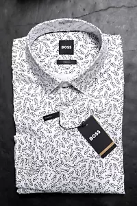 Camicia Da Uomo Slim Fit In Cotone Stretch Hugo Boss Hank Kent 39 15.5 - Foto 1 di 13