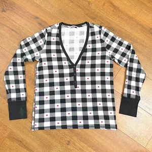 Victoria's Secret Schlaf Karo Herz Thermo Langarm Hemd Damen M Mehrfarbig - Bild 1 von 8