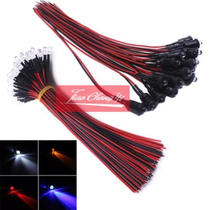 DC5-12V 5MM LED Diode Light Clear 20cm Cable Pre-Wired With Plastic Holder - Picture 1 of 8