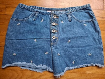 Vintage No Excuses Womens Jean Shorts Size 11/12 highrise embroidered roses - Image 1 of 4