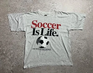 Vintage 90s 1992 Big Ball Sports Soccer Is Life T-Shirt Tee - Picture 1 of 13