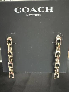 COACH Linked Logo Earrings Gold - Picture 1 of 3