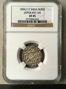 1896 INDIA (Jaipur) - Silver Rupee - NGC XF45 - 189X//17 - Picture 1 of 6