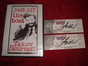 Just Off the Boat Yakov Smirnoff DVD & 2 Autographed Yakov Show Tickets - Imagen 1 de 4