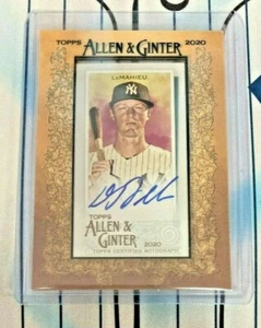 D.J. LeMahieu 2020 Allen & Ginter autógrafo MA-DL New York Yankees RARO - Imagen 1 de 3