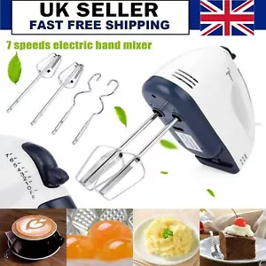 7 Speed Electric Hand Held Mixer Electronic Handheld Whisk Food Blender Egg Cake - Picture 1 of 12