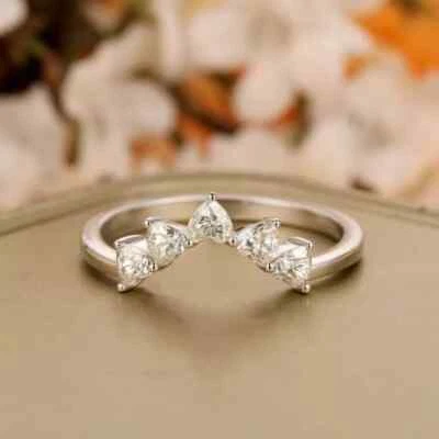 2.0Ct Heart Cut 14K White Gold Plated Simulated Diamond Women's Engagement Ring - Image 1 of 4