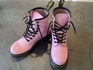 Dr Martens AW501  Womens Pink Patent Leather Ankle Boots Size Uk 3 Eu 36