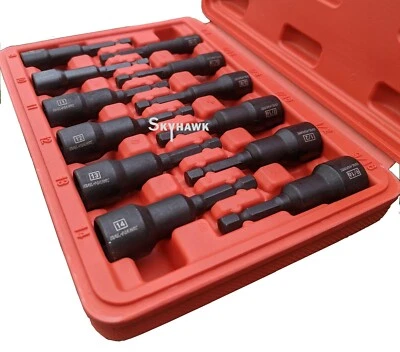 12 Pc Impact Duty Magnetic Nut Setter Driver Metric SAE Quick Release/Change Set - Image 1 of 3