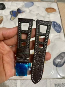 26mm/20mm Genuine Real  BROWN  Epsom CalfSkin Leather Padded Watch Strap Band - Picture 1 of 13