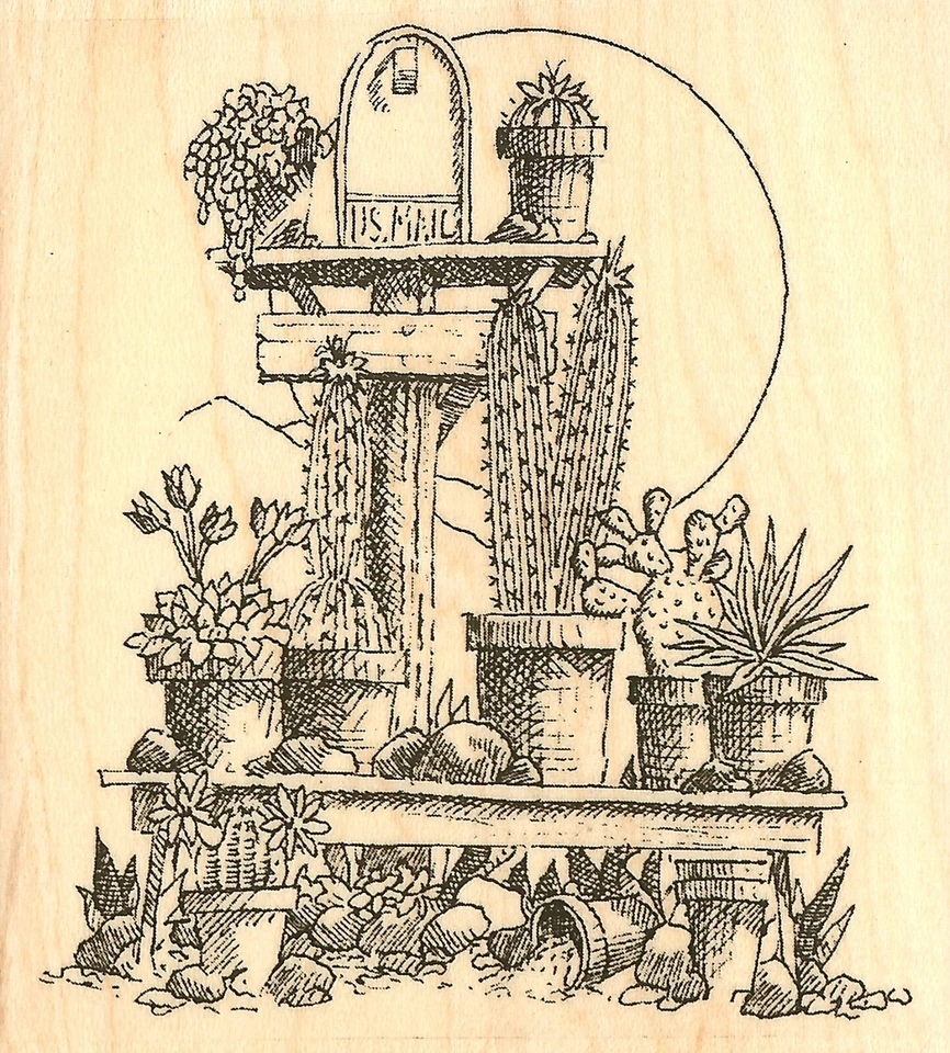 Southwest Pots Buzón Montado en Madera Sello de Goma IMPRESIÓN OBSESIÓN E1167 Nuevo Foto 1 de 1