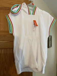 NEW Size 3 Girls White Hooded Terry Cloth Swim Suit Cover Up 50 UPF - Picture 1 of 3