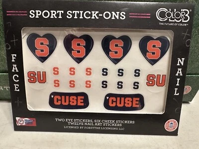 Tatuajes faciales y de uñas de la Universidad de Syracuse-color club universitario deporte adhesivo Foto 1 de 2