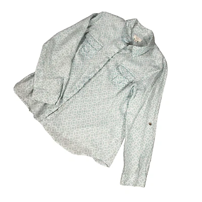 Camisa Charter Club Luxury para mujer 100 % lino manga larga lengüeta enrollable abotonada XL Foto 1 de 4