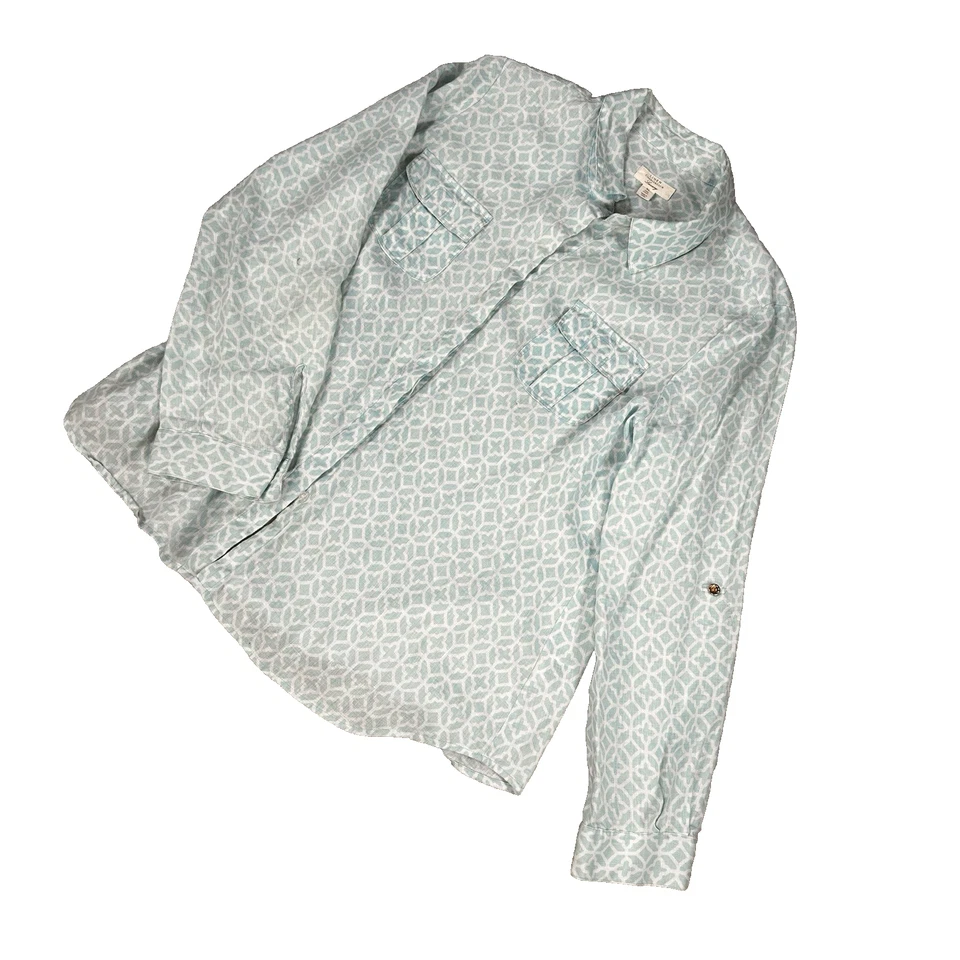 Camisa Charter Club Luxury para mujer 100 % lino manga larga lengüeta enrollable abotonada XL Foto 1 de 4