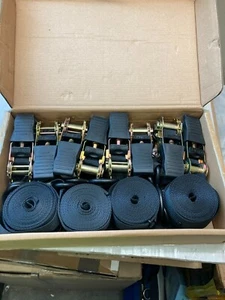 8 x Heavy Duty Ratchet Tie Down Straps Car Roof Rack Belts Quick Release - Picture 1 of 2