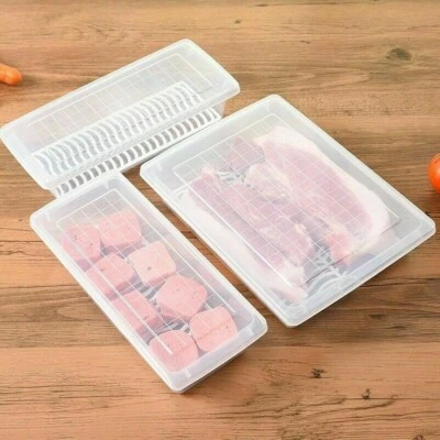Fridge Food Crisper Kitchen Storage Boxes Plastic Seal Container Box Rectangular - Image 1 of 4