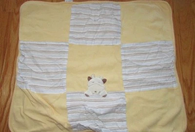 Bebé Amarillo Azul Marrón Raya Térmica Recepción Manta Vaca Vitaminas Cuadrados Foto 1 de 3