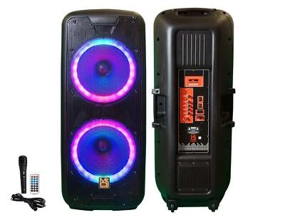 MR DJ 215BTA+ Dual 15" 5000W Alimentado por Bateria Bluetooth Alto-falante Microfone Festa - Imagem 1 de 4