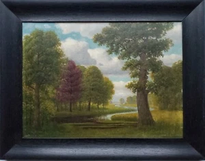 Gemälde Öl Landschaft Norddeutsch Dötlingen Fluss Ludwig Fischbeck Signiert - Picture 1 of 11