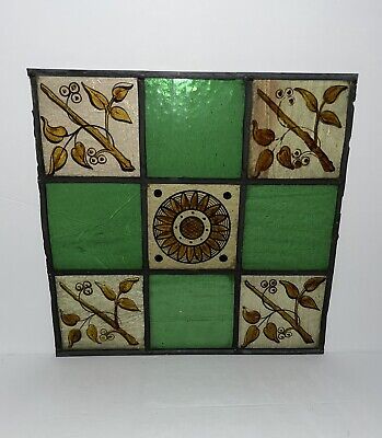 ANTIQUE LEADED FIRED STAINED GLASS WINDOW, BRONX ORPHANAGE EARLY 1900s • 225$