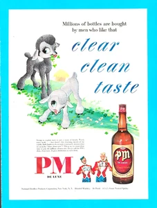 1950 PM Deluxe Whiskey Peoria PRINT AD Schnaps Destillerie - Bild 1 von 3