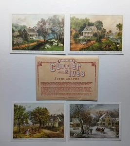 4er Set Currier & Ives Lithographien 5"x7" American Homestead Four Seasons Serie - Bild 1 von 6