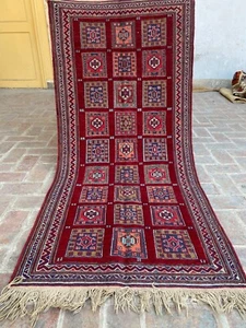 3x7 Afghan Handwoven Antique Runner Kilim Rug Turkish Wool Soumak Accent Carpet - Picture 1 of 19