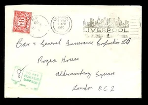 POSTAGE DUE GB 1970 8d LIVERPOOL MACHINE CANCEL ILLUSTRATED - Picture 1 of 1