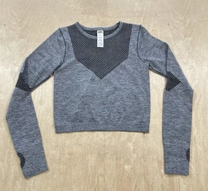 Joy Lab Crop Top Gray Long Sleeve JoyLab Active Shirt Yoga Size Small - Picture 1 of 5