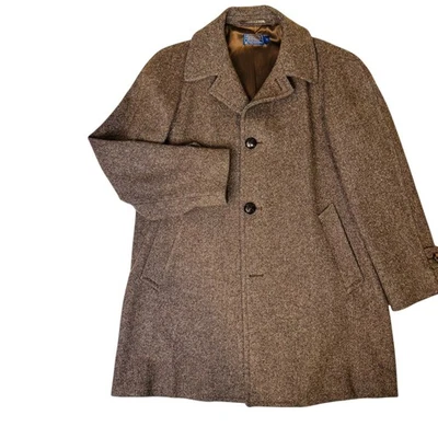 Pendleton Men's Tweed Wool Overcoat Brown Herringbone Classic Fit Lined Size 42 - Image 1 of 4