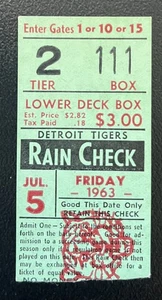 7/5/63 TIGRES MICKEY LOLICH CARRERA VICTORIA #4 TALÓN DE BOLETO - Imagen 1 de 1