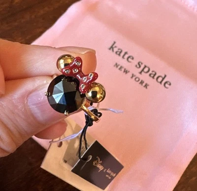 Anillo Disney Kate Spade Minnie Mouse Talla 5 Chapado en Oro Acero Nuevo Con Etiquetas Regalo Foto 1 de 4