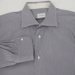 Ermenegildo Zegna Dress Shirt Men’s 16 41 Striped Long Sleeve Button Up Cotton - Picture 1 of 11
