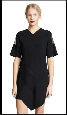 Pañuelo 3.1 Phillip Lim Vestido Negro Con Mangas de Malla de Seda Talla Xpequeño RARO Foto 1 de 4