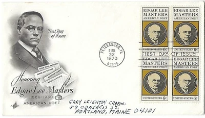 5 '70 FDCs Edgar Lee Masters SC#1405 B4, Christmas Nativity SC#1414 - Image 1 of 4