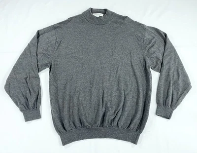Pronto Uomo Men’s XL Mock Neck Sweater Pullover Gray 100% Fine Merino Wool B36 - Image 1 of 4