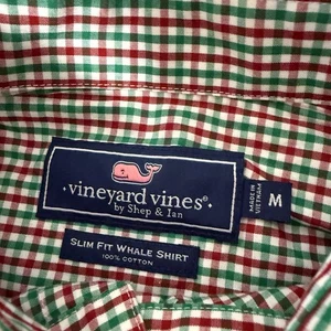 Vineyard Vines Slim Fit Wal Hemd Rot Grün Kariert Herren Gr. M Baumwolle - Bild 1 von 10