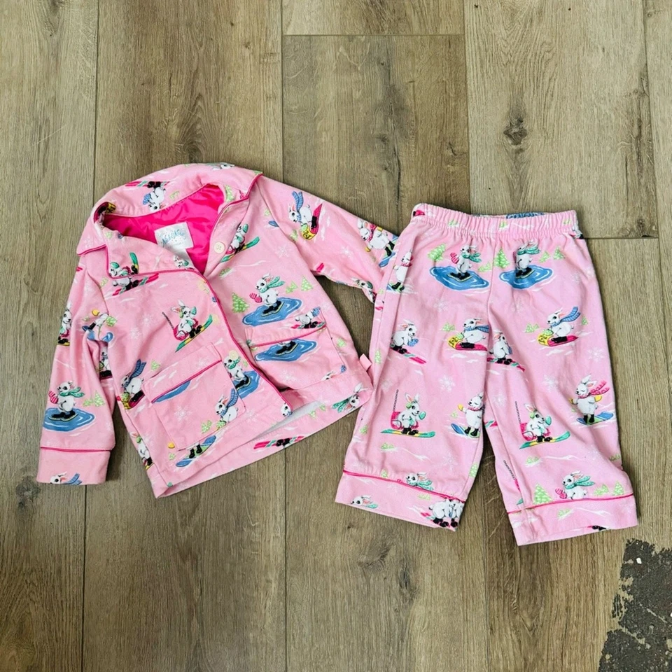 Nick & Nora Niñas Rosa Pantalones Manga Larga Esquí Conejito Pijama Niñas 12m Foto 1 de 4