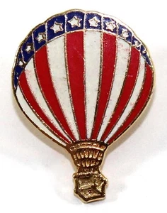 Patriotic Stars & Stripes American Flag Hot Air Balloon Enamel Lapel Hat Pin - Picture 1 of 4