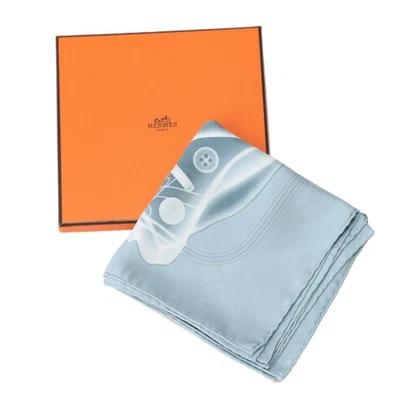 Bufanda de seda Hermès azul gris vintage accesorio de moda usado - Imagen 1 de 4