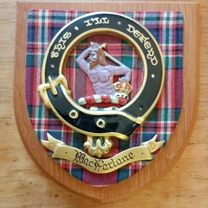 Escudo escudo placa tartán corazón bravo clan escocés antiguo MacFarlane de colección - Imagen 1 de 2