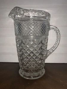 Vintage Anchor Hocking Wexford Kristallglas Krug 64 Oz Diamantmuster wunderschön - Bild 1 von 7