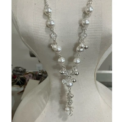 Collar Lariat De Colección Avon Centro Escentro Perla Imitación Vidrio Facetado Foto 1 de 4