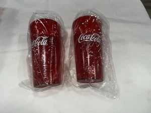 Red Textured Plastic Tumbler Coca Cola  Cups 20 Oz Restaurant Style - Two - Picture 1 of 3