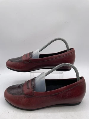 Mocasines Munro Americanos Para Mujer Talla 8.5 Rojo Marrón Cuero Sin Cordones Planos Retro Foto 1 de 4