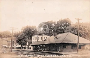 Bahnhof Depot Stafford Springs Connecticut CT RPPC Foto Postkarte KOPIE - Bild 1 von 2