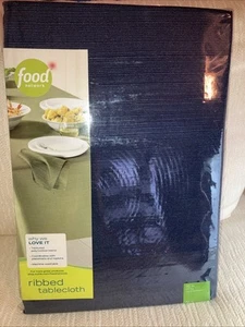 New Food Network 70” Round Ribbed Tablecloth - Dark (Navy) Blue - Picture 1 of 5