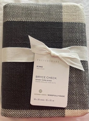 Hilo Pottery Barn Bryce Check King teñido una farsa 36x20 pulgadas 100 % algodón nuevo con etiquetas Foto 1 de 4